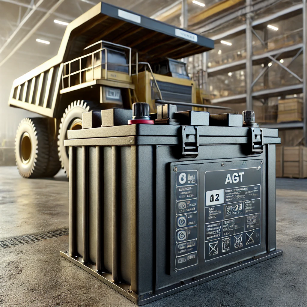 DALL·E 2024-11-30 21.57.25 - A realistic and detailed image of a large heavy-duty battery designed for an articulated dump truck (ADT). The battery is industrial-grade, robust, an